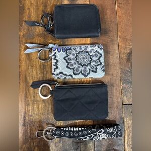 Vera Bradley Wallets and Lanyard Black Multicolored Floral Zip ID Case Wristlets